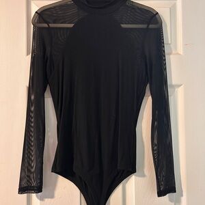Black Sheer Long Sleeve Bodysuit